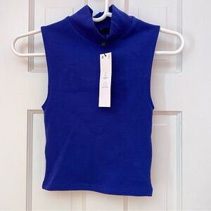 ZARA Dark Blue Mock Neck Top